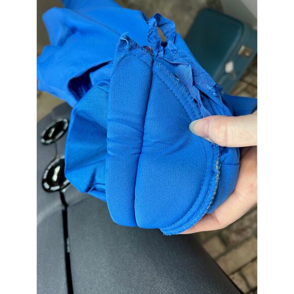 Dress sheath big bow puff sleeves blue long sleeve - Picture 10 of 12